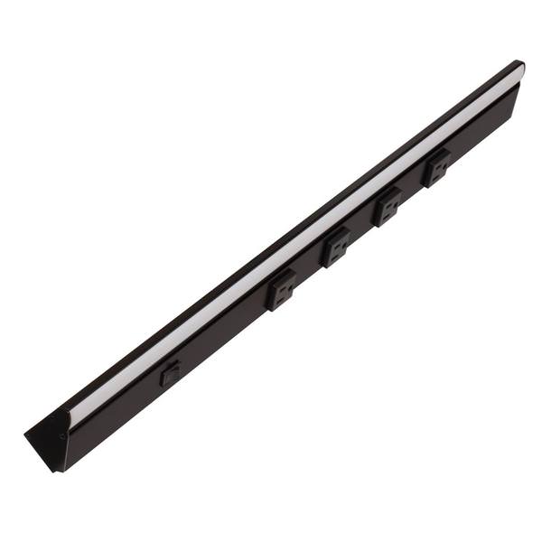 24.5" 8 watt 120 volt Warm White Black LED Lighted Power Strip